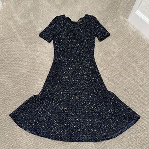 St. John Couture Black Blue Tweed Dress - Size 0 EXCELLENT Condition